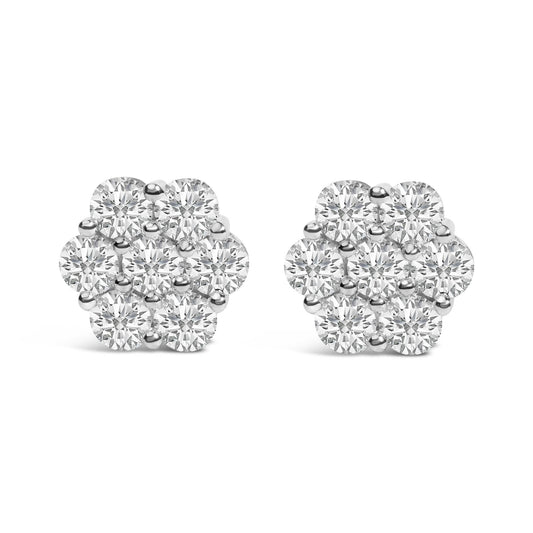 14K White Gold 4 cttw Diamond Flower Earring (H-I Clarity, SI2-I1 Color)