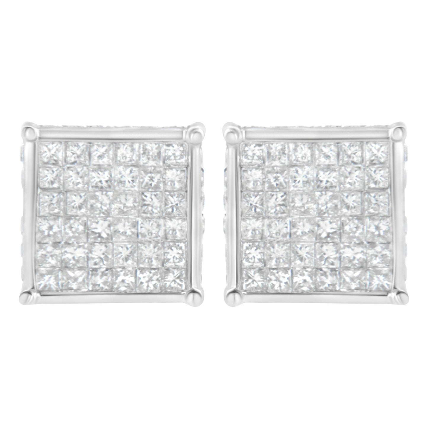 10K White Gold 2ct TDW Princess-Cut Composite Diamond Stud Earring (I-J ,I2-I3)