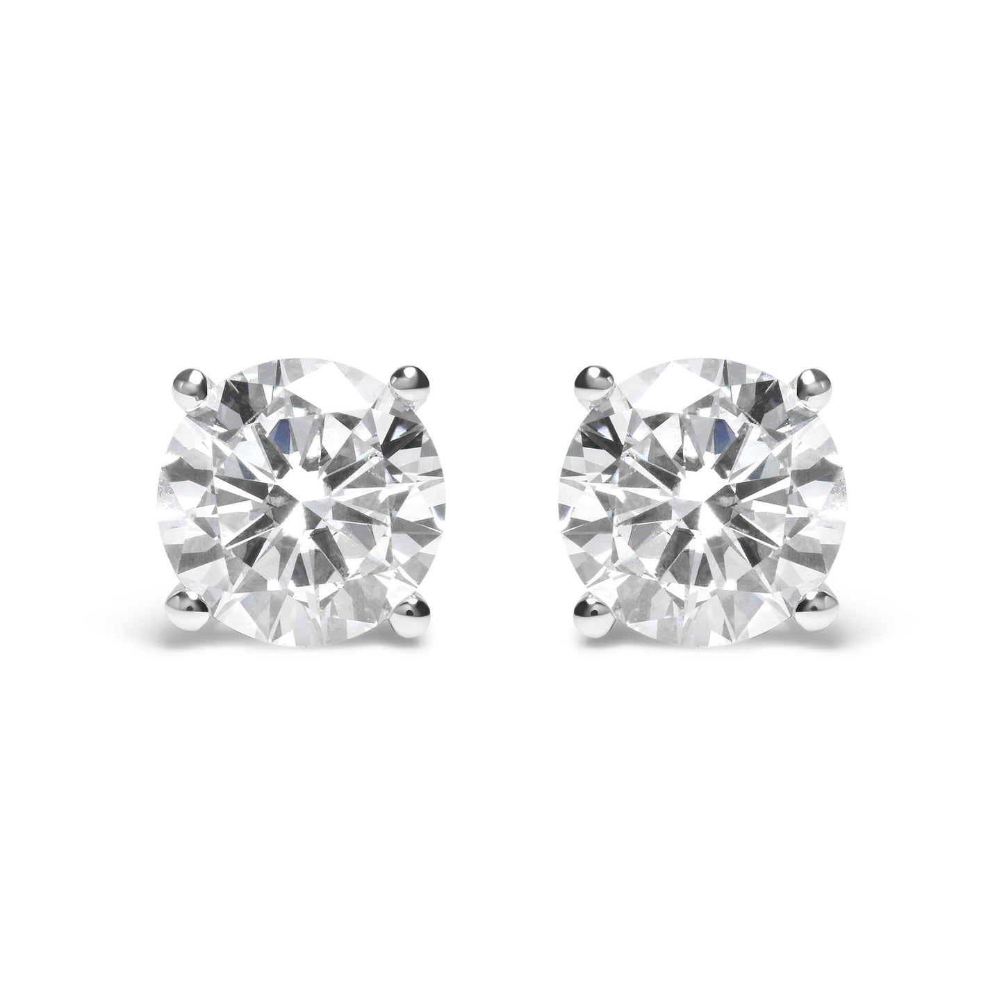 IGI Certified 14K White Gold 5.00 Cttw Round Brilliant-Cut Lab Grown Diamond Classic 4-Prong Stud Earrings with Screw Backs (F-G Color, SI1 Clarity)