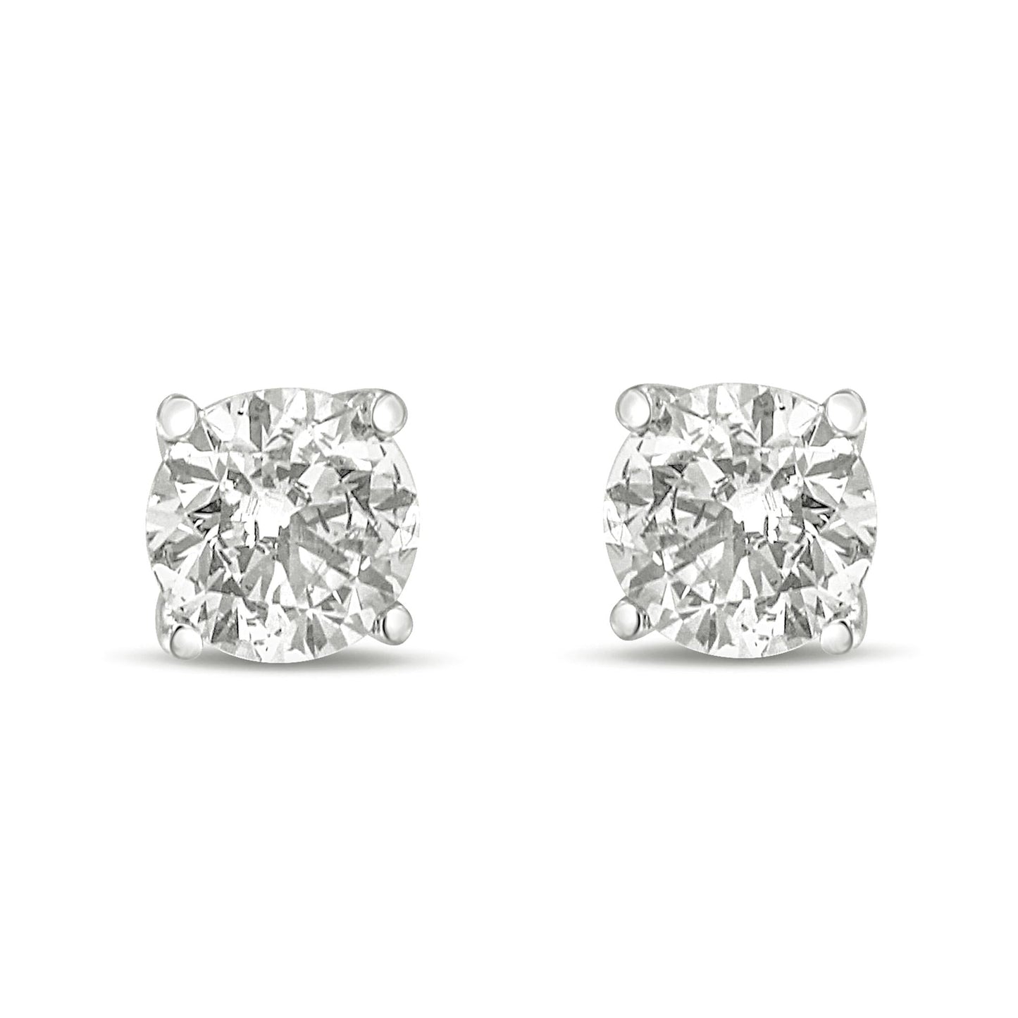 14K Gold 1.0 Carat Round Brilliant Cut Lab Grown Diamond 4-Prong Classic Solitaire Stud Earrings