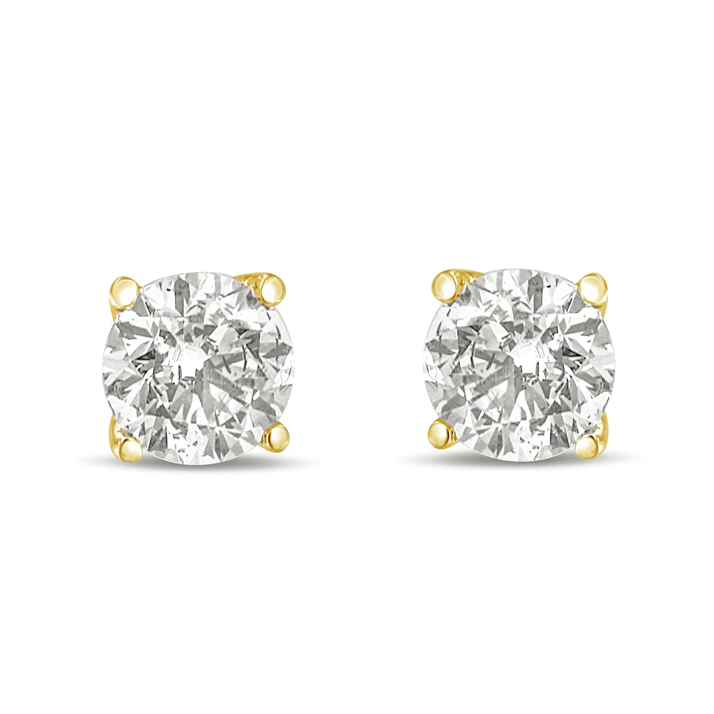 14K Gold 1.0 Carat Round Brilliant Cut Lab Grown Diamond 4-Prong Classic Solitaire Stud Earrings