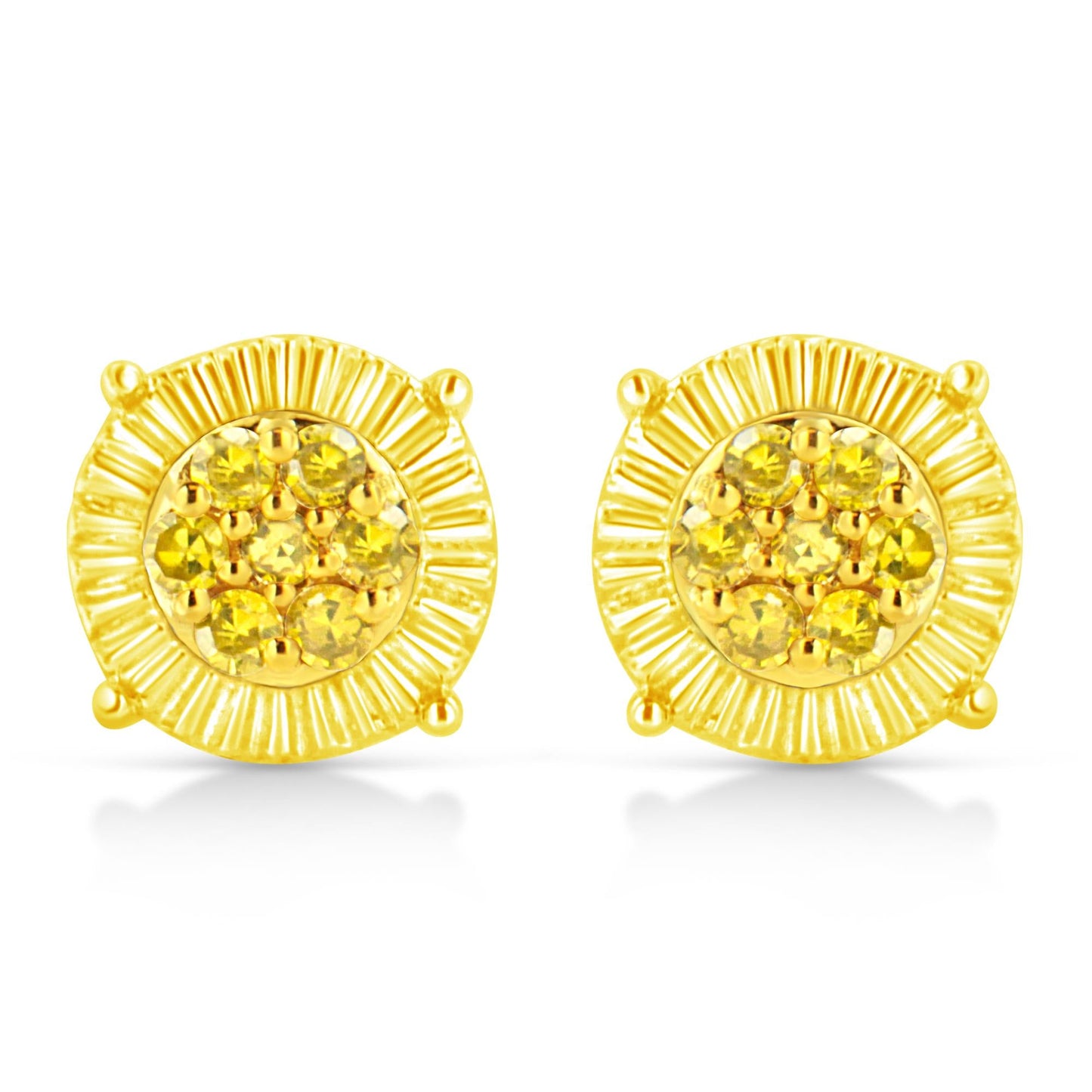 .925 Sterling Silver 1/4 Cttw Treated Diamond Cluster Flower Earrings