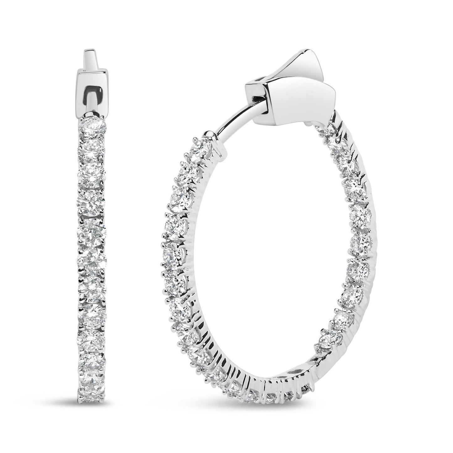 14K White Gold 2.00 Cttw Inside Out Lab-Grown Diamond Hoop Earrings