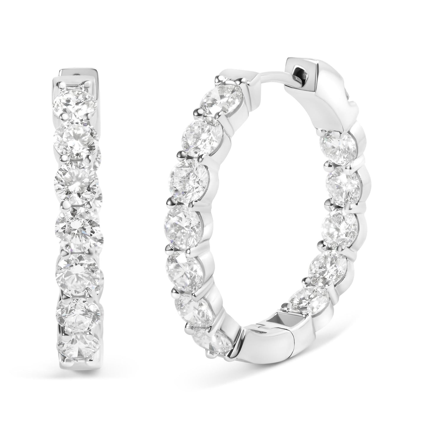 14K White Gold 5.00 Cttw Lab-Grown Diamond Inside Out Hoop Earrings