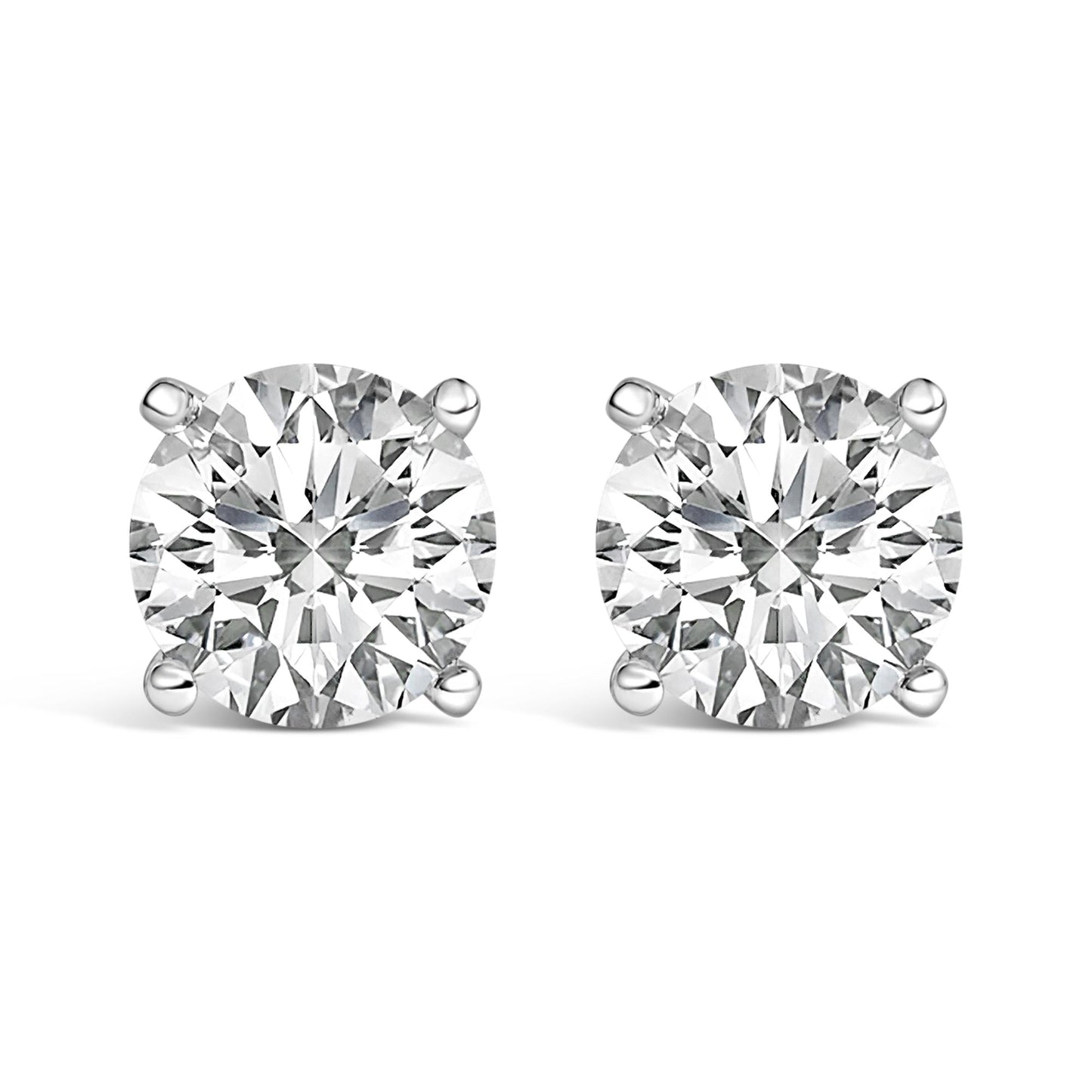 14K White Gold 2 1/2 Cttw Lab Grown Diamond Solitaire Stud Earrings