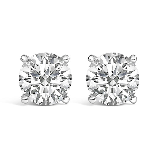 14K White Gold 2 1/2 Cttw Lab Grown Diamond Solitaire Stud Earrings