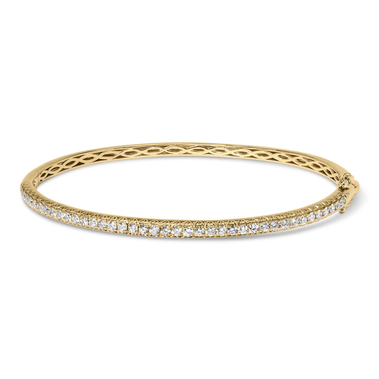 14K Gold 1.00 Cttw Half Eternity Diamond Bangle Bracelet (G-H Color, SI2-I1 Clarity) - 7" Inches