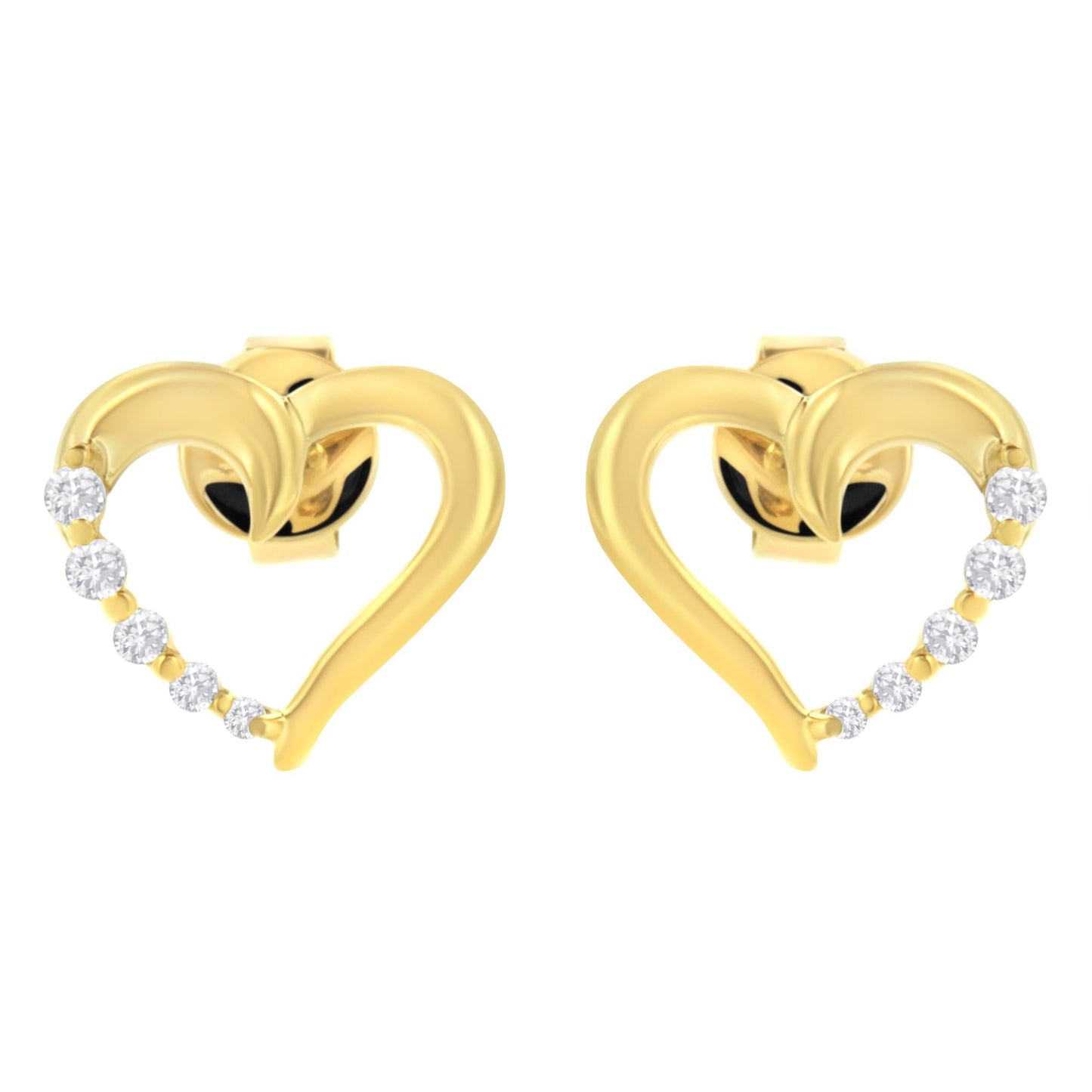 14KT Yellow Gold 1/8 cttw Diamond Journey Heart Earrings (K-L, I1-I2)