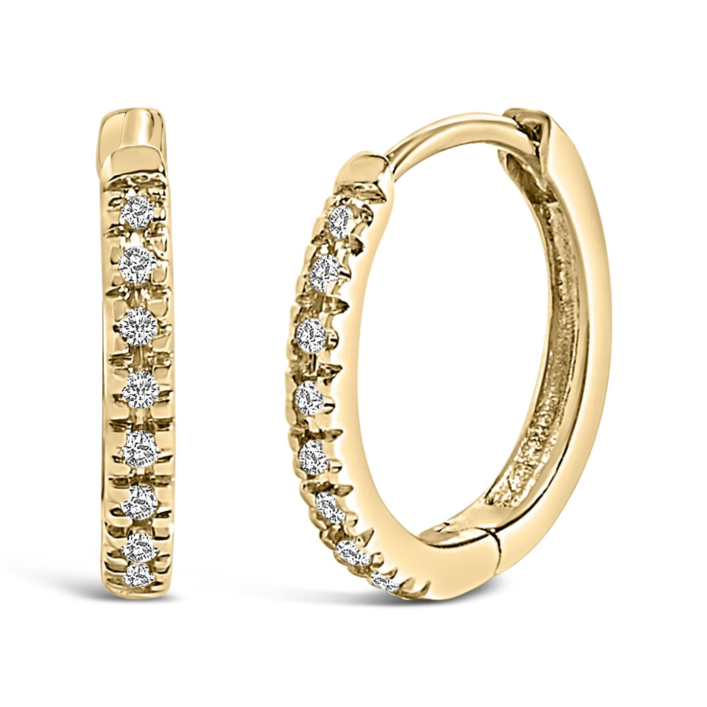14K Gold 1/5 CTW Diamond Huggie Hoop Earrings