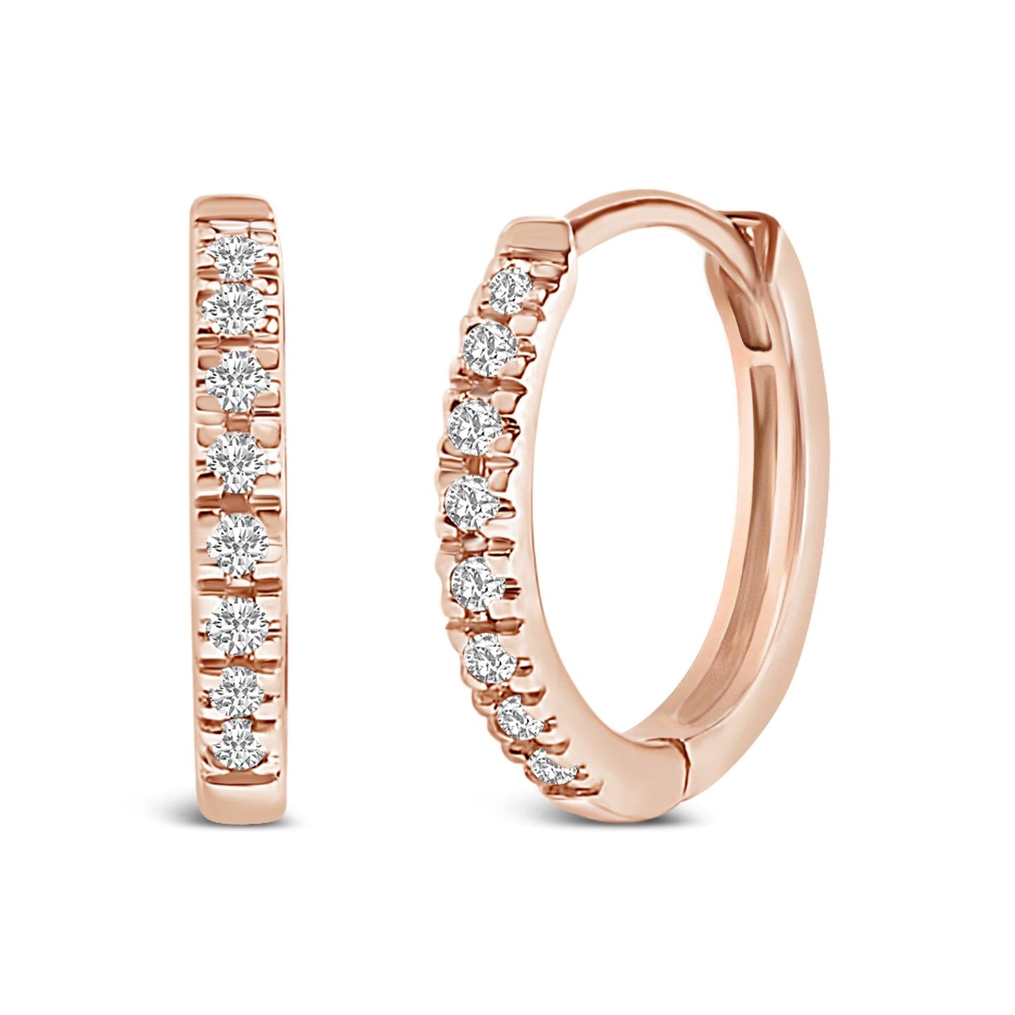 14K Gold 1/5 CTW Diamond Huggie Hoop Earrings