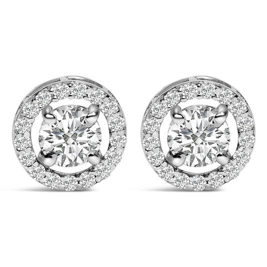 Men's 14K White Gold 1 3/4 Cttw Lab Grown Diamond Halo Cufflink