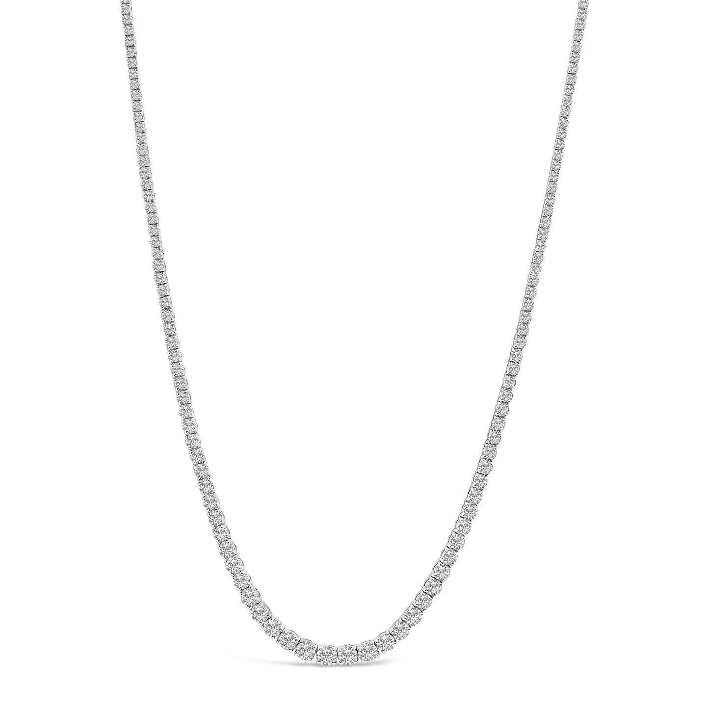 14K White Gold 16.00 Cttw Lab Grown Diamond Graduated Riviera Tennis Necklace  - 17 inch
