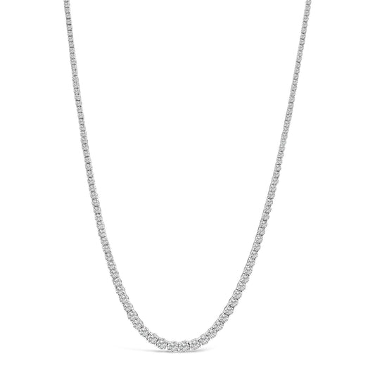 14K White Gold 16.00 Cttw Lab Grown Diamond Graduated Riviera Tennis Necklace  - 17 inch