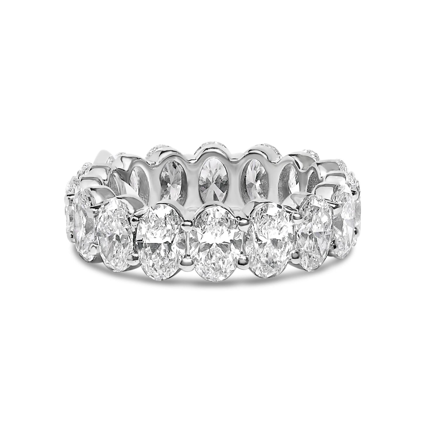 14K White Gold 6 1/2 Cttw Oval Lab Grown Diamond Eternity Band Ring (E-F Color, VS1-VS2 Clarity) - Ring Size 6.75