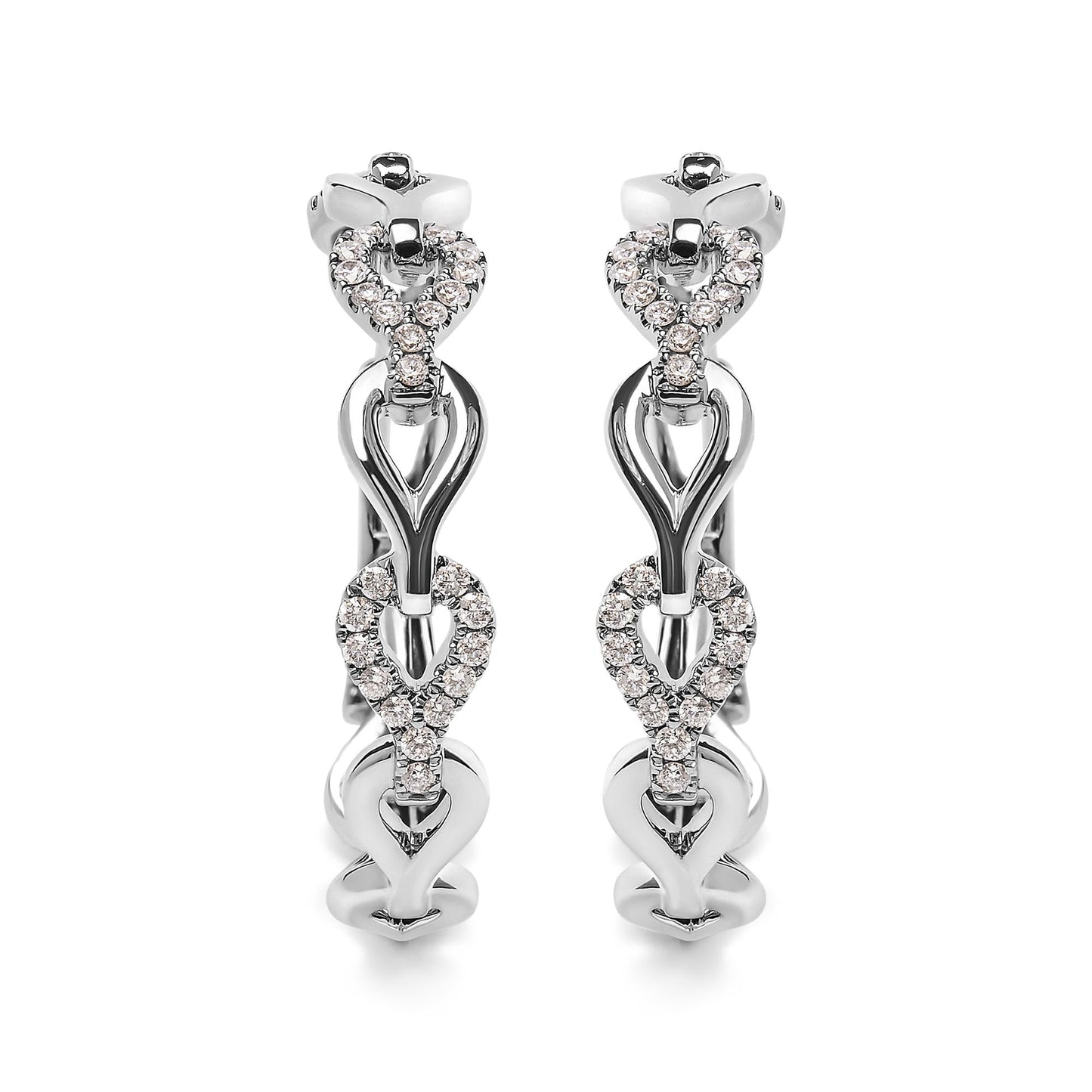 14K White Gold 1/2 Cttw Diamond Open Link Hoop Earrings (G-H Color, SI1-SI2 Clarity)