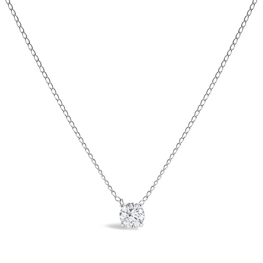 14K Gold Floating 1/2 Cttw Lab Grown Diamond Solitaire Pendant Necklace - 18" Inches