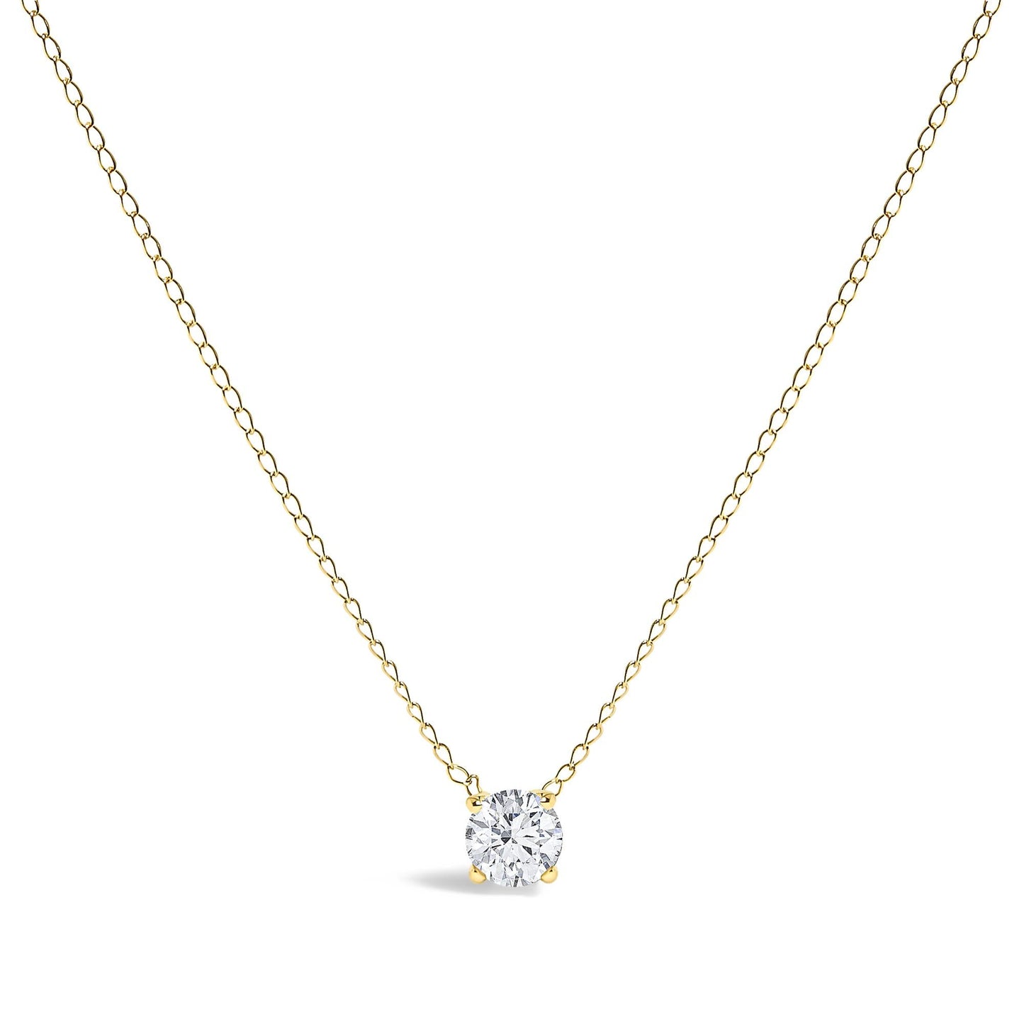 14K Gold Floating 1/2 Cttw Lab Grown Diamond Solitaire Pendant Necklace - 18" Inches