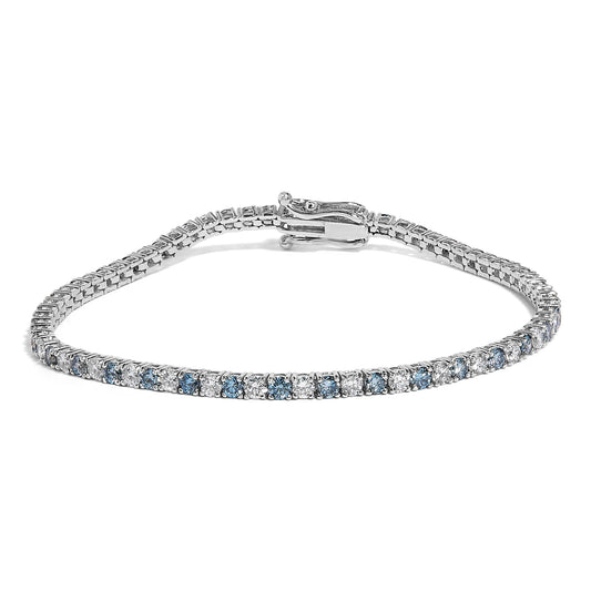14K White Gold 4.0 Cttw Alternating White and Blue Lab Grown Diamond Tennis Bracelet - 7" inches