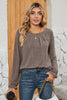 Ruched Round Neck Flounce Sleeve T-Shirt