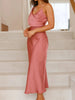 Satin Asymmetrical Midi Dress