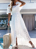 Eyelet Ruffled Hem Off-Shoulder Dress