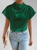 Mock Neck Short Sleeve Blouse