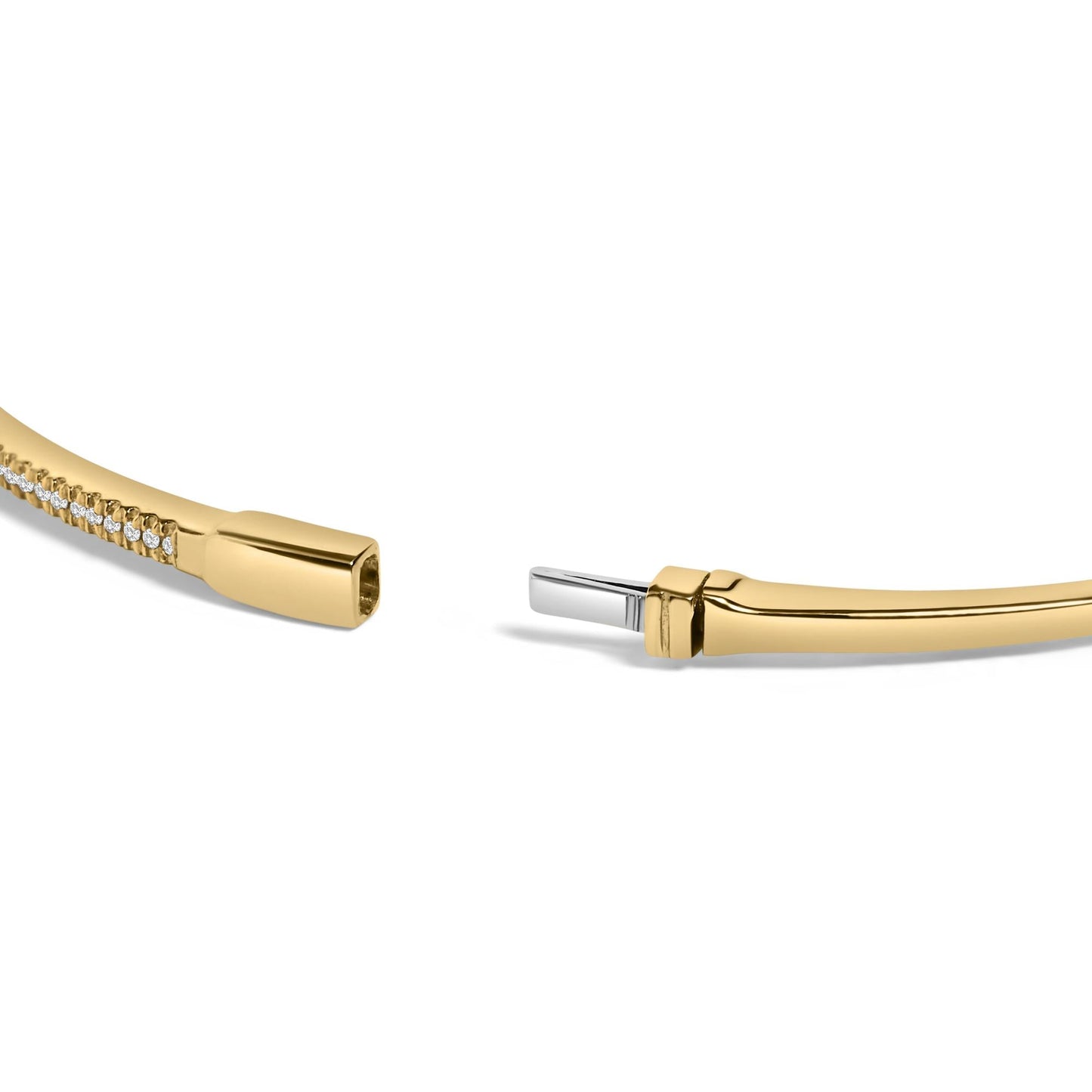 14K Yellow Gold 1/3 Cttw Diamond Half Eternity Bangle Bracelet (I-J Color, I2-I3 Clarity) - 7.75" Inches