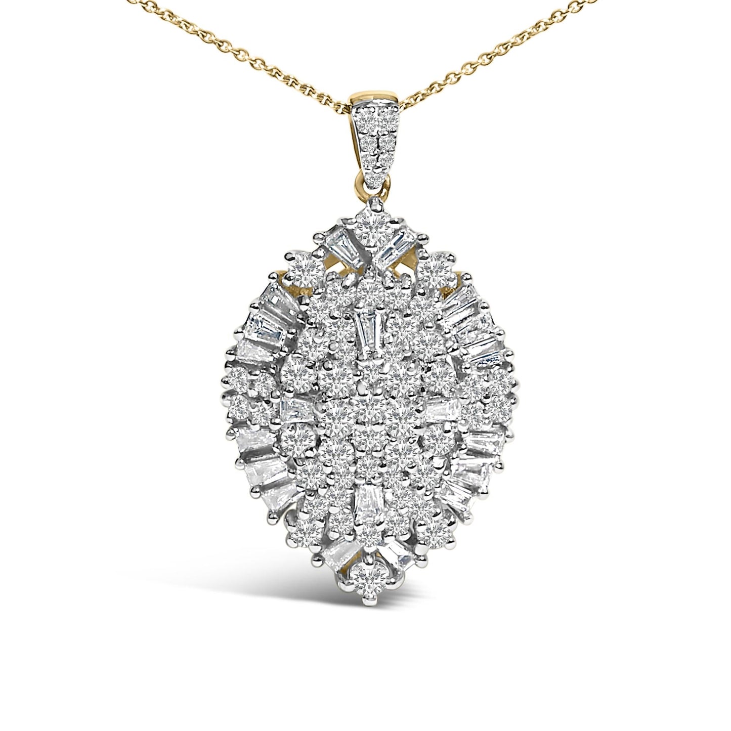 14K White and Yellow Gold 2.00 Cttw Diamond Cluster Pear Shaped Pendant Necklace (G-H Color, SI2-I1 Clarity) -20" Inches