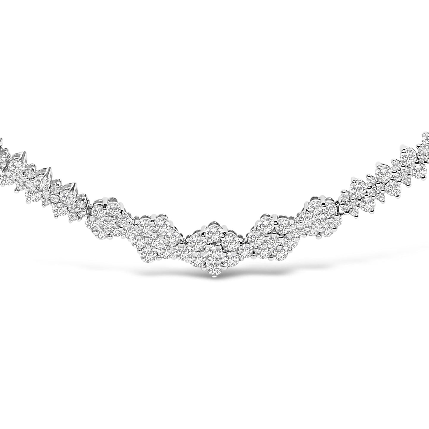 14K White Gold 2.00 Cttw Diamond Composite Cluster Bar Necklace (H-I Color, I2-I3 Clarity) - 18" Inches