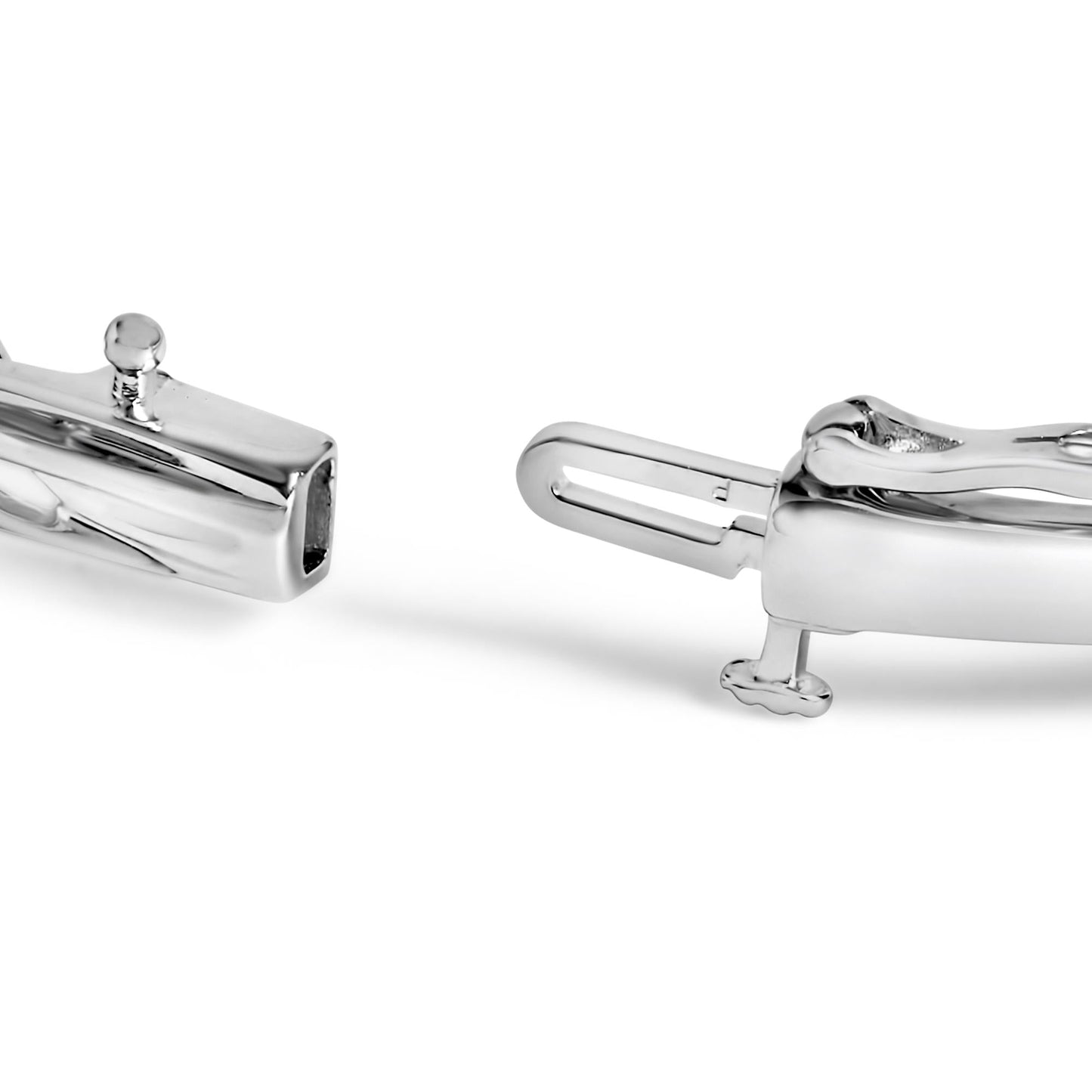 .925 Sterling Silver 3/8 Cttw White and Black Diamond Swirl Bangle Bracelet (Black Color, I3 Clarity) - 7.75" Inches