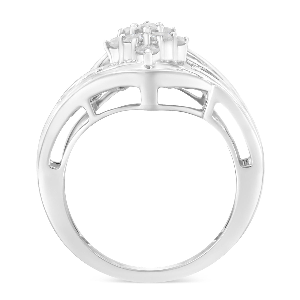 10K White Gold Diamond Bypass Cluster Ring (1 Cttw, I-J Color, I2-I3 Clarity) - JackiEaslick