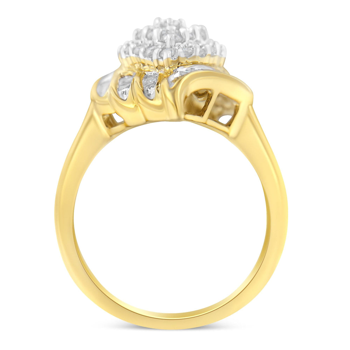 10K Yellow Gold Diamond Cocktail Ring (3/4 Cttw, I-J Color, I2-I3 Clarity) - JackiEaslick
