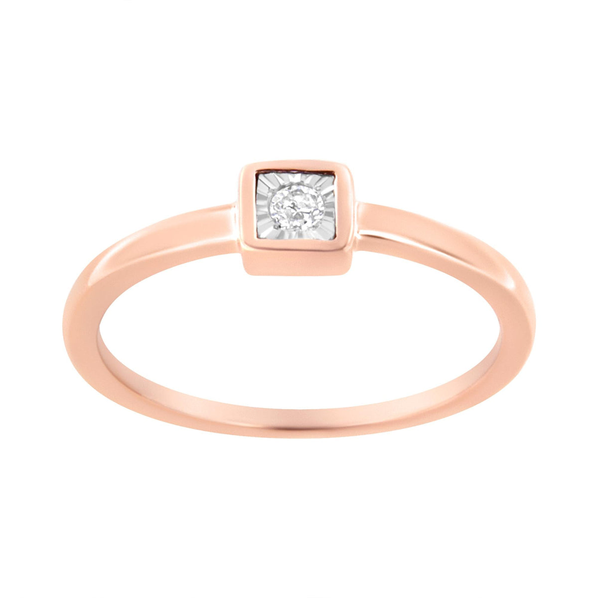 14K Rose Gold Plated .925 Sterling Silver 1/20 cttw Miracle Set Diamond Promise Ring (J-K Color, I1-I2 Clarity) - JackiEaslick