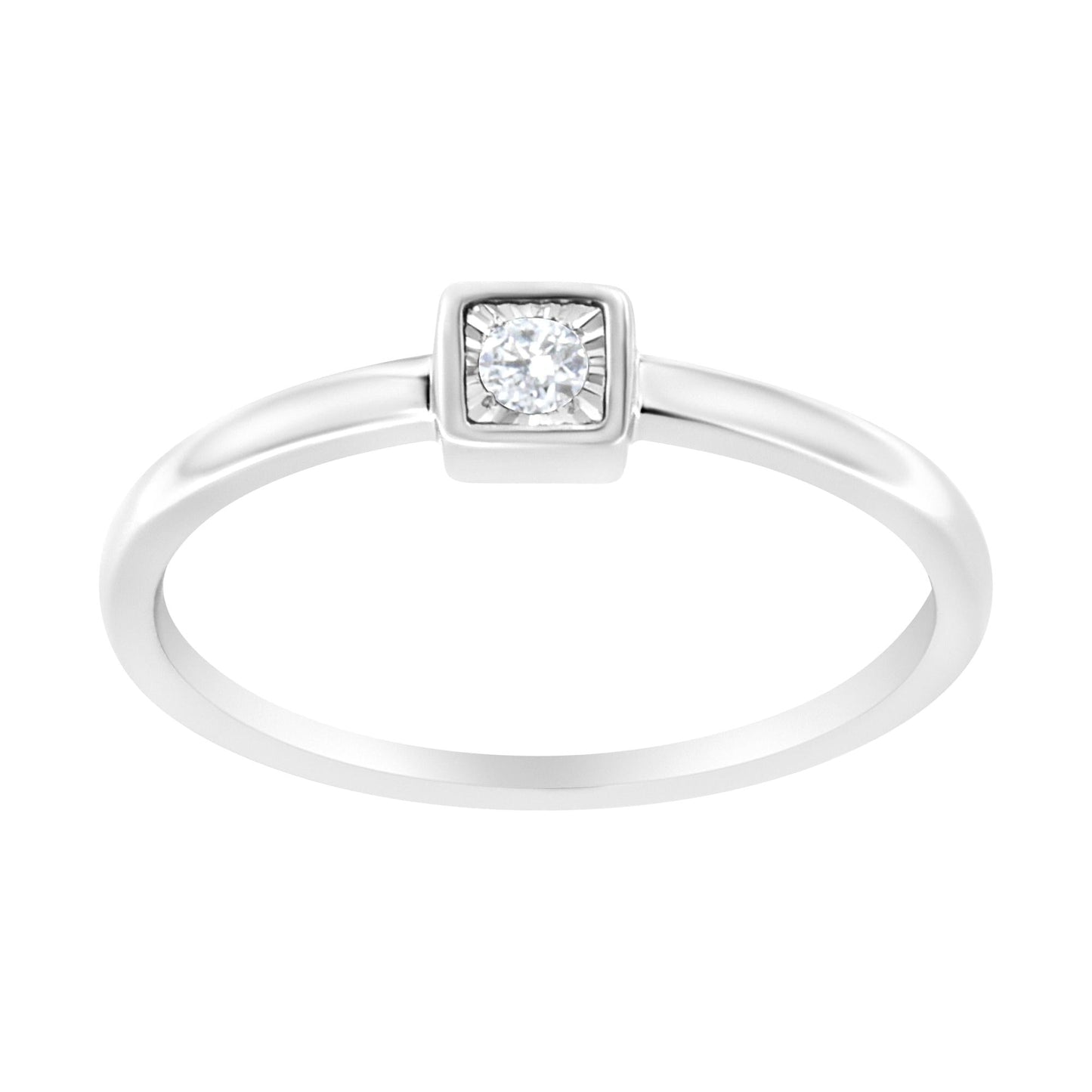 .925 Sterling Silver Miracle-Set Diamond Accent Cushion Shaped Promise Ring (J-K Color, I1-I2 Clarity)
