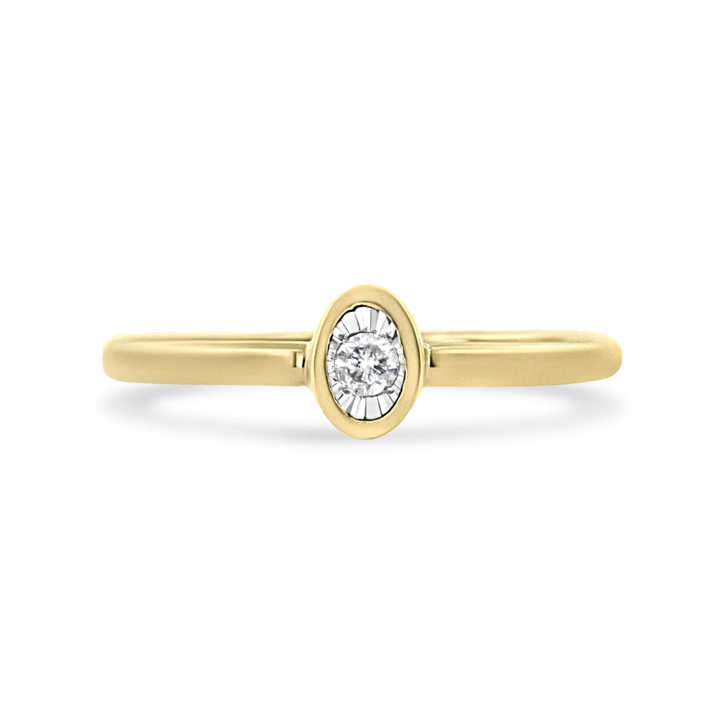 14K Yellow Gold Plated .925 Sterling Silver Miracle Set Diamond Accent Oval Shape Promise Ring (J-K Color, I1-I2 Clarity)