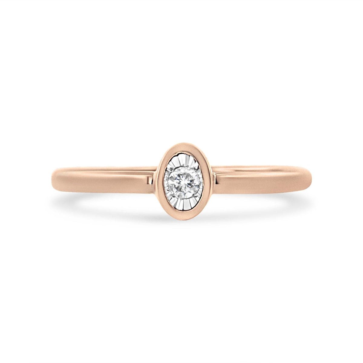 14K Rose Gold Plated .925 Sterling Silver 1/20 Cttw Miracle Set Diamond Ring (J-K Color, I1-I2 Clarity) - JackiEaslick