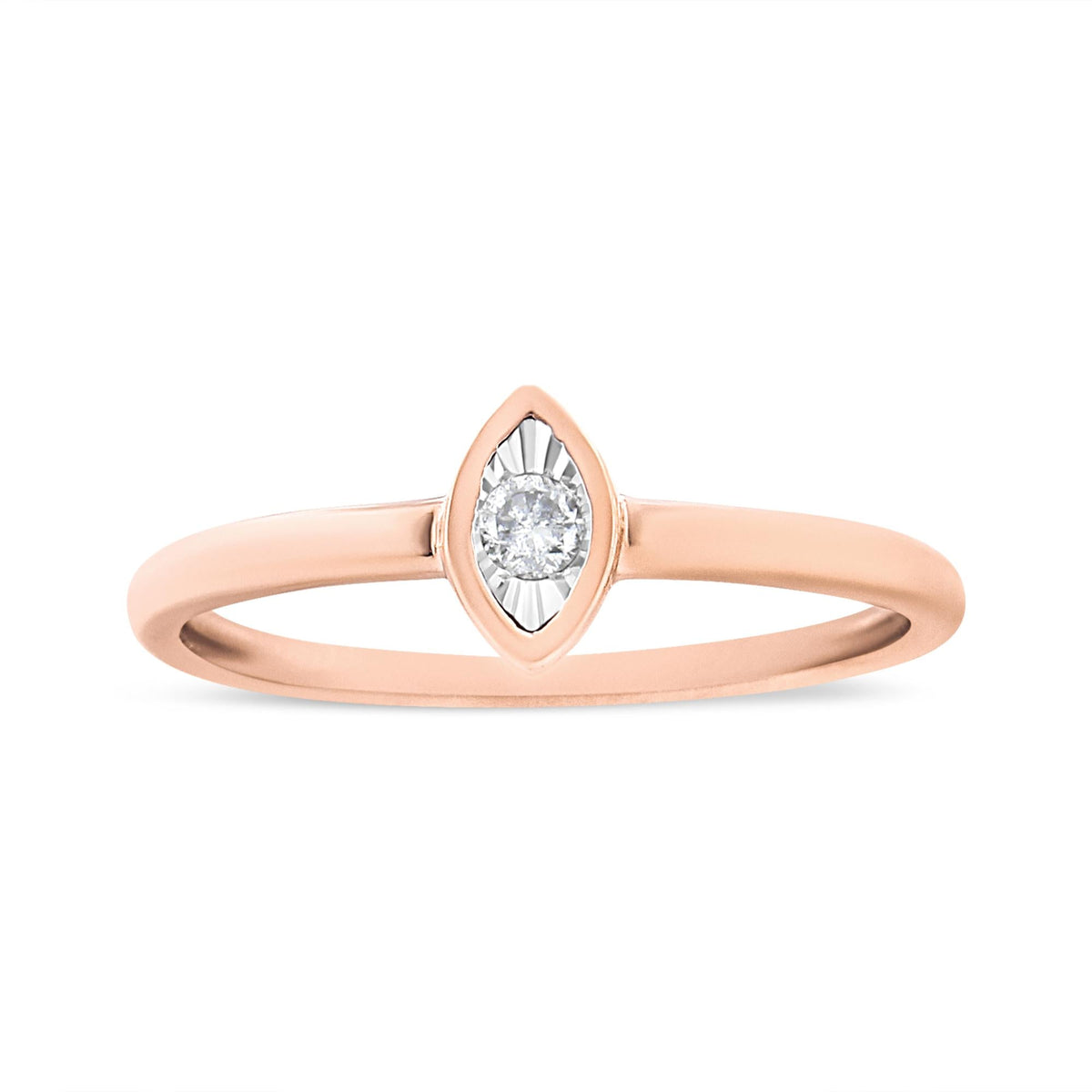 14K Rose Gold Plated .925 Sterling Silver Miracle Set Diamond Accent Pear Shape Promise Ring (J-K Color, I1-I2 Clarity) - JackiEaslick