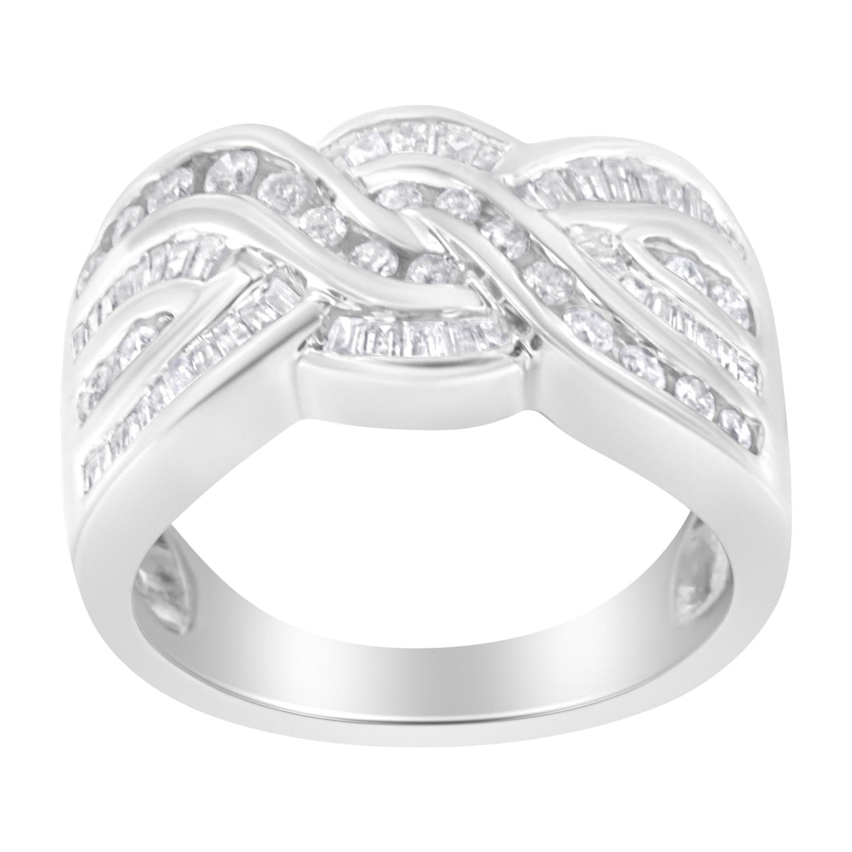 10K White Gold Diamond Bypass Ring (1 Cttw, H-I Color, I1-I2 Clarity) - JackiEaslick