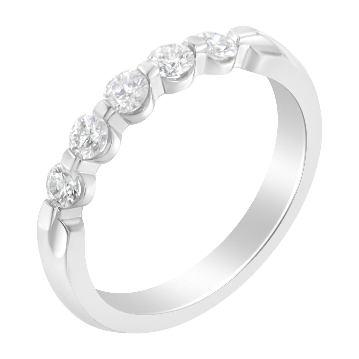 14K White Gold 1/2 cttw Diamond 5-Stone Band Ring (H-I Clarity, SI2-I1 Color) - JackiEaslick