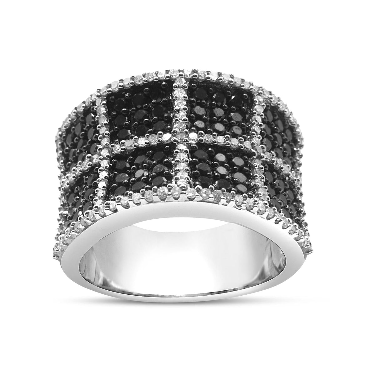 14K White Gold 1 1/2 Cttw White and Treated Black Diamond Cocktail Ring (H-I Color, I1-I2 Clarity) - JackiEaslick