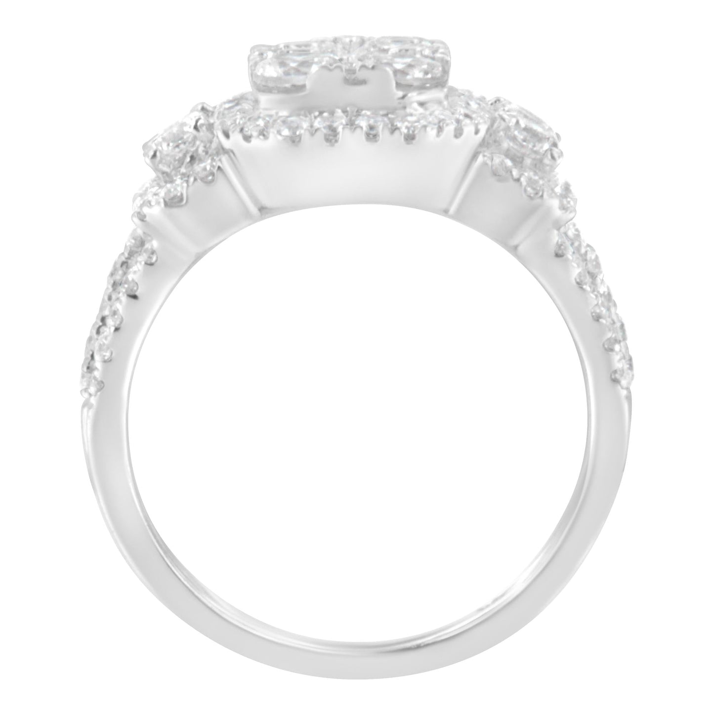 14K White Gold 2 1/4 Cttw Diamond Cocktail Cluster Ring (G-H Color, SI2-I1 Clarity)