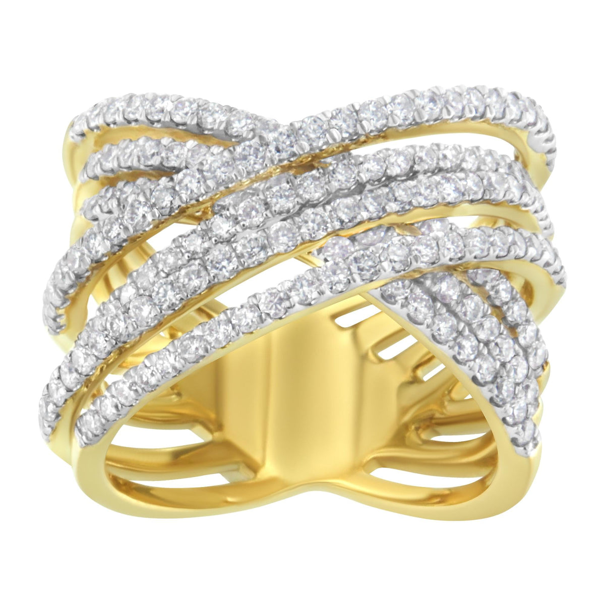 10KT Yellow Gold Diamond Bypass Ring (1 5/8 cttw, H-I Color, SI2-I1 Clarity) - JackiEaslick
