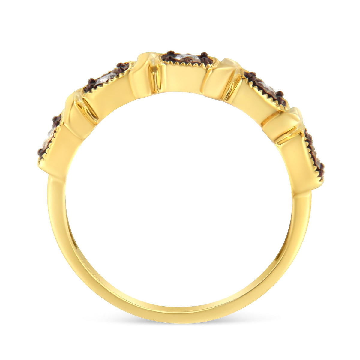 10K Yellow Gold Flashed .925 Sterling Silver Miracle-Set Diamond 5-Stone Ring Band (1/4 Cttw, J-K Color, I2-I3 Clarity) - JackiEaslick