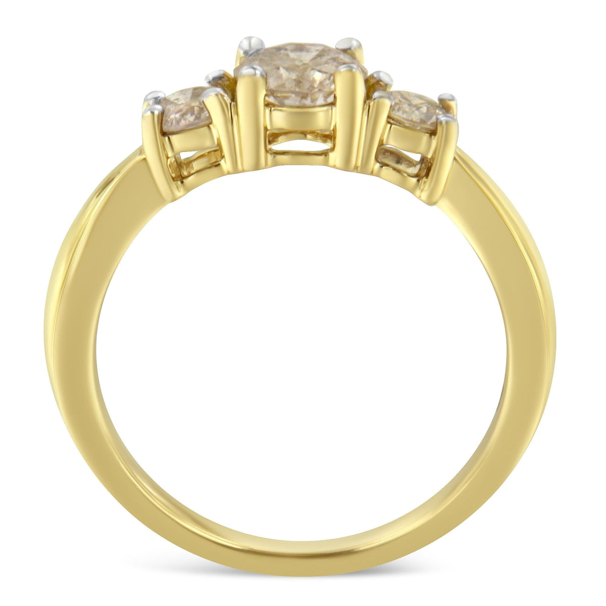 10K Yellow Gold Three Stone Diamond Band Ring (1.00 cttw, J-K Color, I2-I3 Clarity) - JackiEaslick