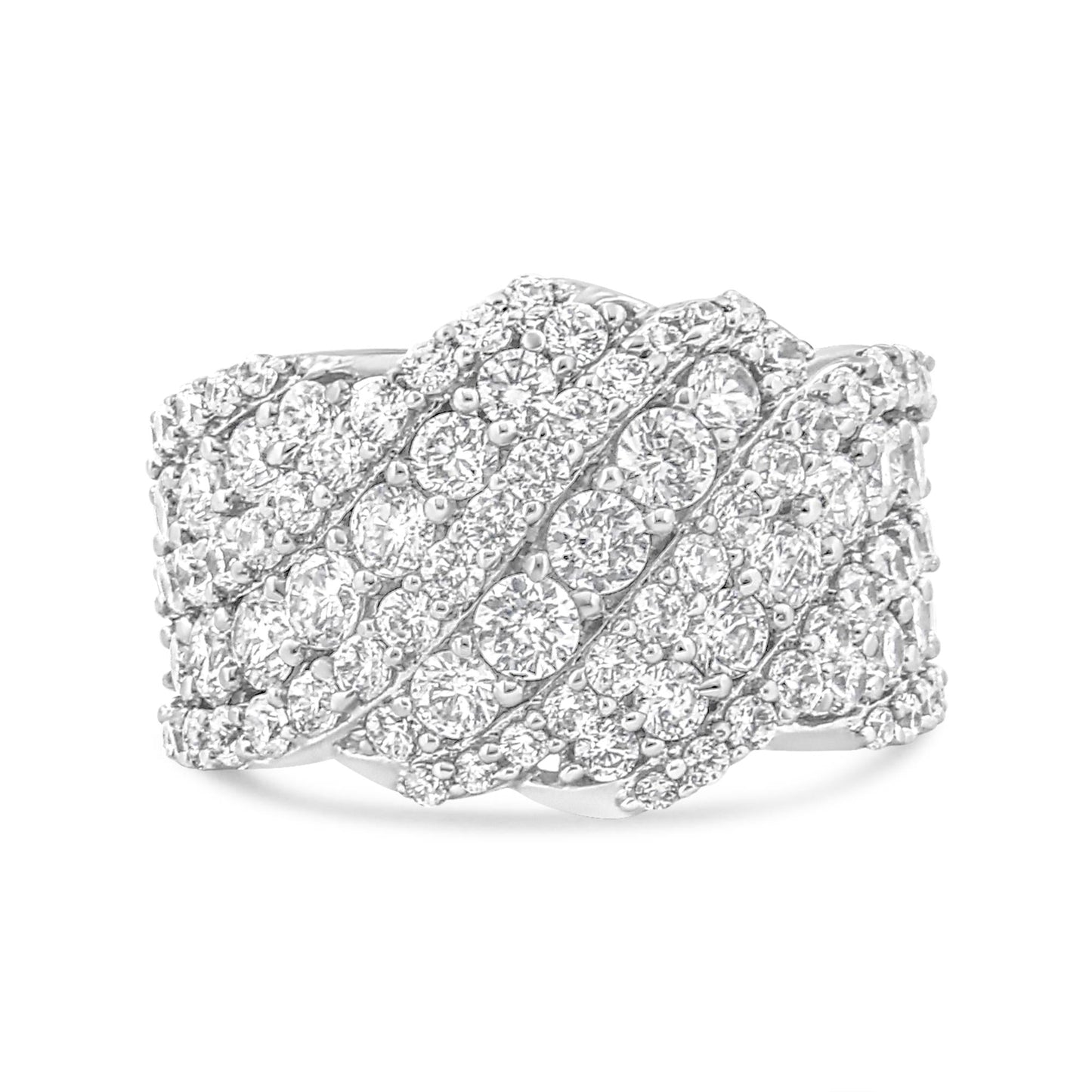 10K Gold 3.00 Cttw Diamond Multi Row Cluster Band Ring (I-J Color, I3 Clarity)