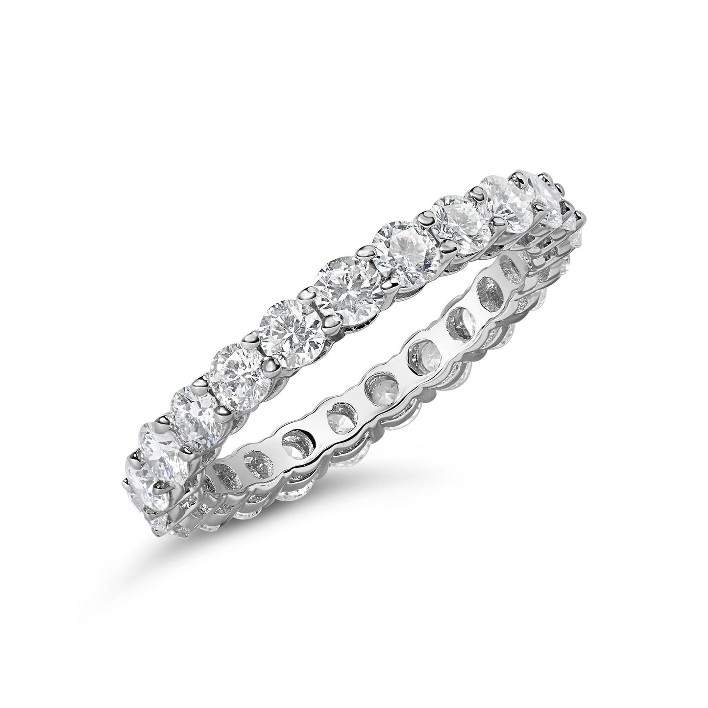 14K White Gold 2 1/4 Cttw Round Lab Grown Diamond Eternity Band Ring (F-G Color, VS1-VS2 Clarity)