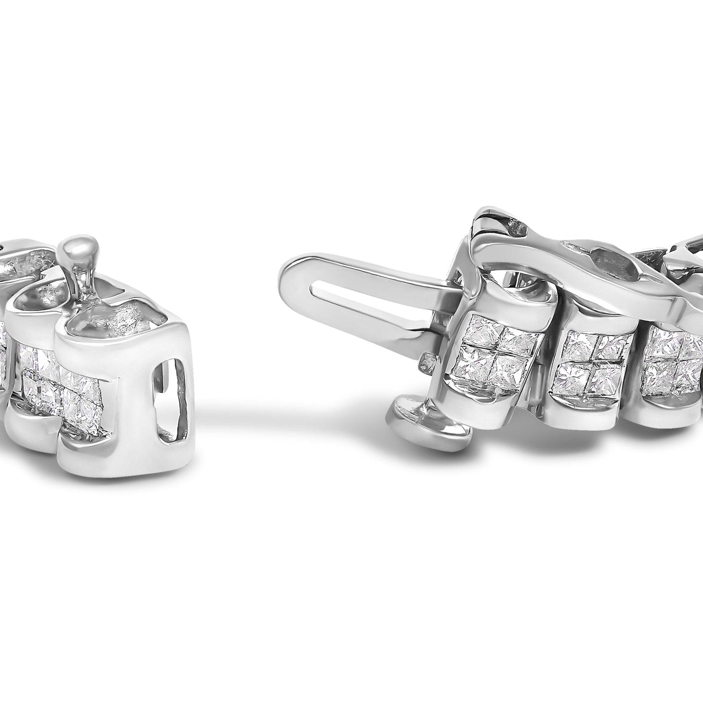 14K Gold 3.0 Cttw Princess Cut Quad Invisible Set Tennis Bracelet (H-I Color, SI1-SI2 Clarity) - 7”