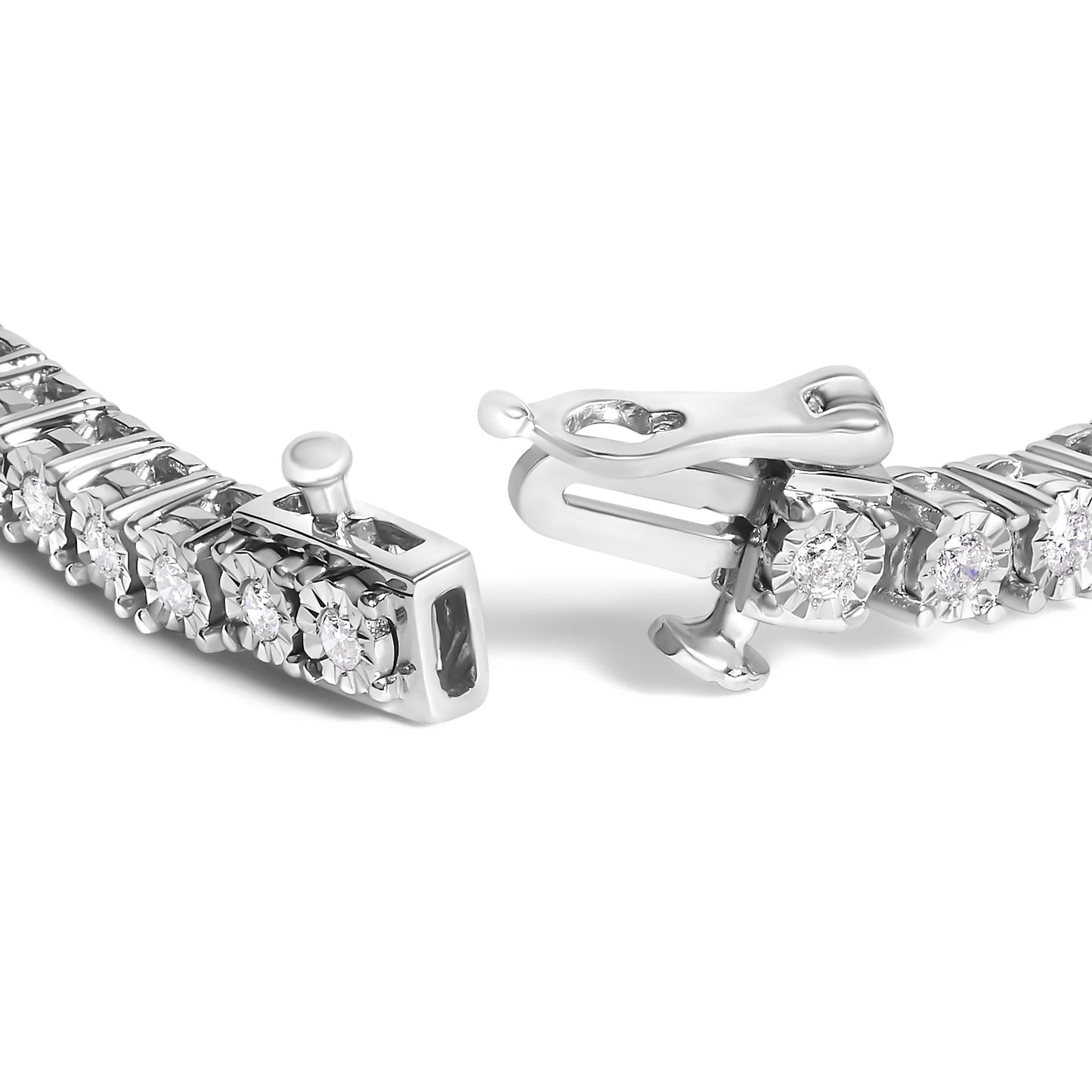 14K White Gold 3.0 Cttw Lab Grown Diamond Illusion-Set Miracle Plate Tennis Bracelet (F-G Color, VS1-VS2 Clarity) - Size 7.25"