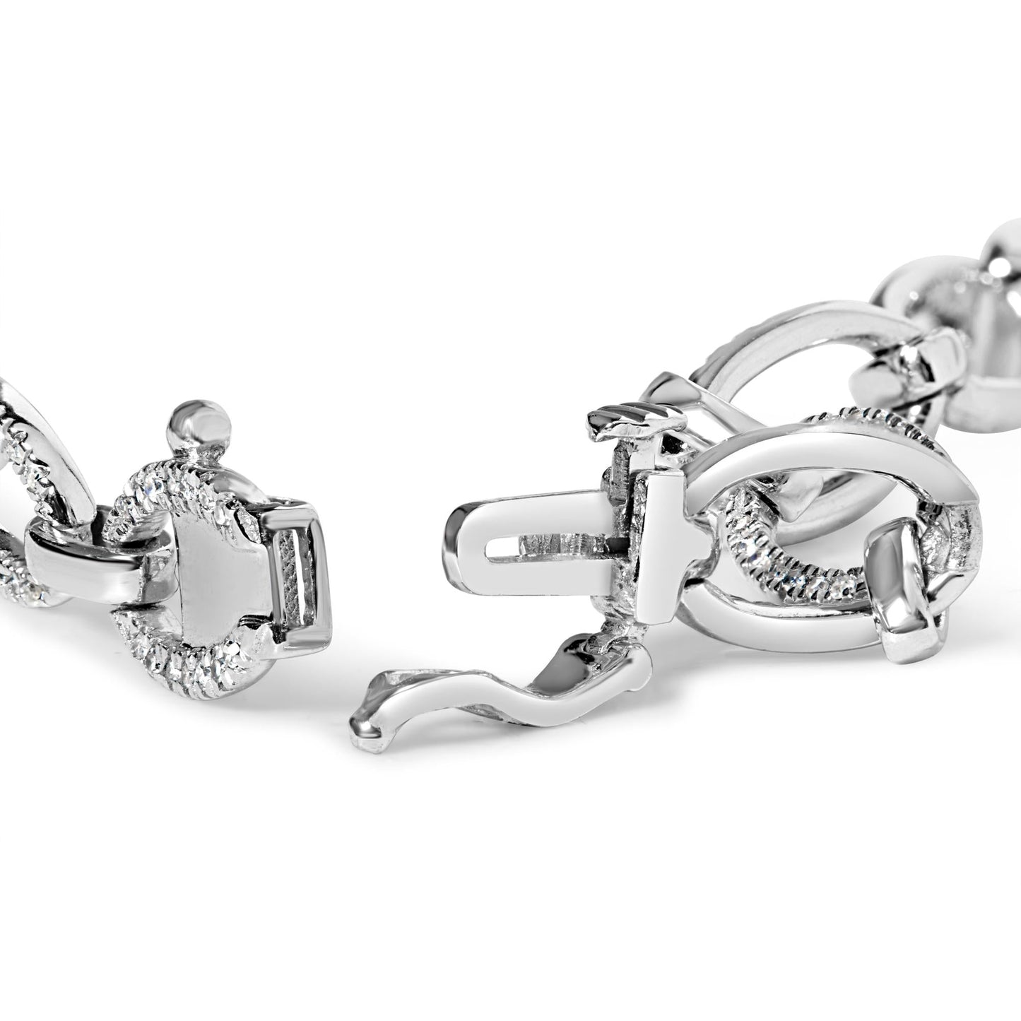 .925 Sterling Silver 1/2 Cttw Diamond   Oval Link Bracelet (I-J Color, I3 Clarity) -  Size 7.25