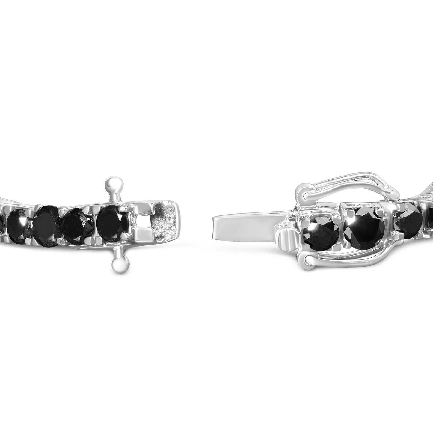 .925 Sterling Silver 4-Prong Set Treated Black Round-Cut Diamond Classic Tennis Bracelet (Black Color, I2-I3 Clarity) - 7.25"